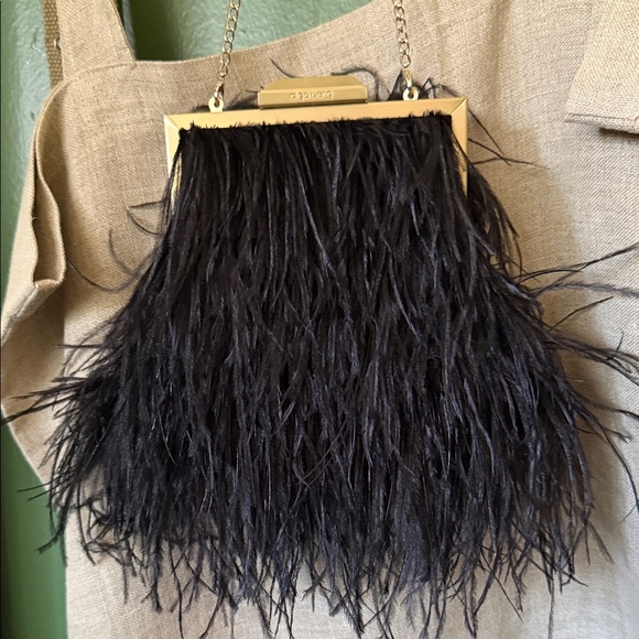 Olga Berg Elegant Black Ostrich purse